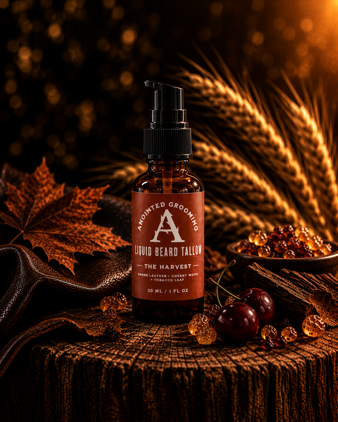 The Harvest Beard Collection Ombre Leather+ Cherry Wood+ Tobacco Leaf