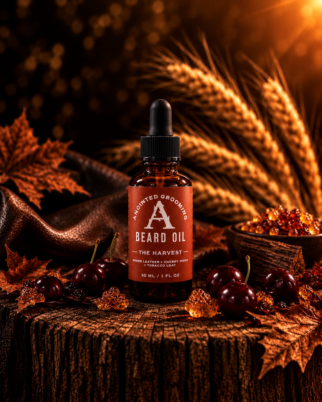 The Harvest Beard Collection Ombre Leather+ Cherry Wood+ Tobacco Leaf