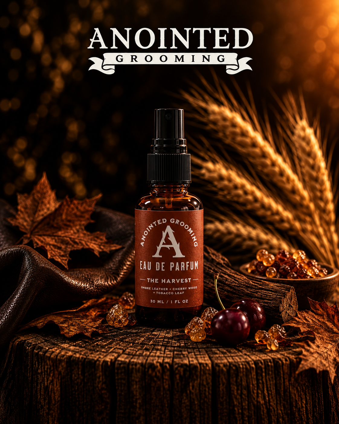 The Harvest Beard Collection Ombre Leather+ Cherry Wood+ Tobacco Leaf